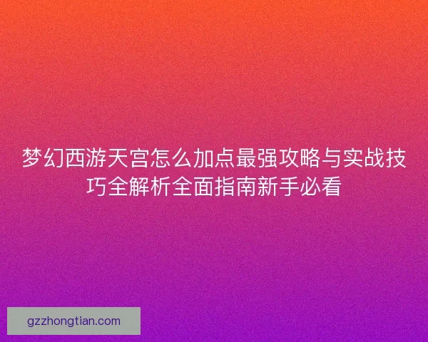 梦幻西游天宫怎么加点最强攻略与实战技巧全解析全面指南新手必看